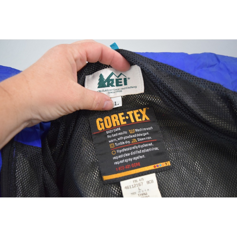 REI Gore-Tex Mountain Parka Jacket Large Blue Purple Vtg 90s Men Waterproof READ - Picture 5 of 7